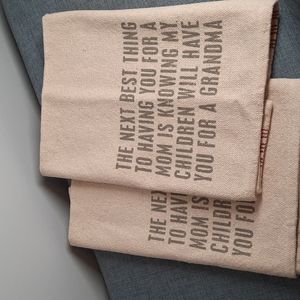 Kitchen Dish Towels Love Mom Grandma Urban Farmhouse Country Cotton Beige set 2